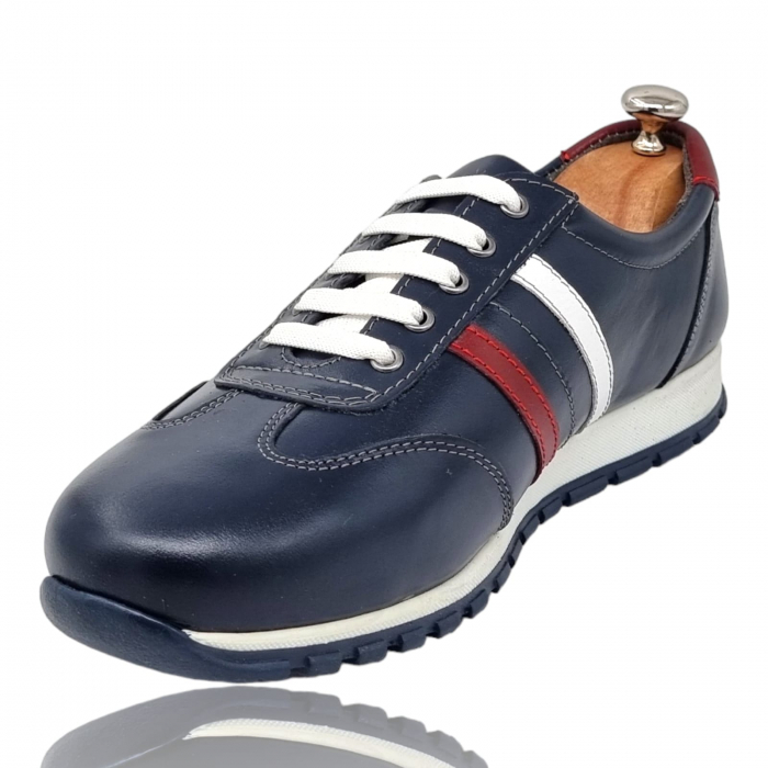 Pantofi Bărbați Sport Din Piele Naturală Blue 368 [2]