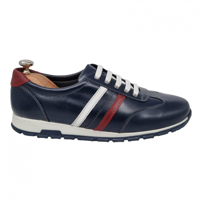 Pantofi Bărbați Sport Din Piele Naturală Blue 368 [11]