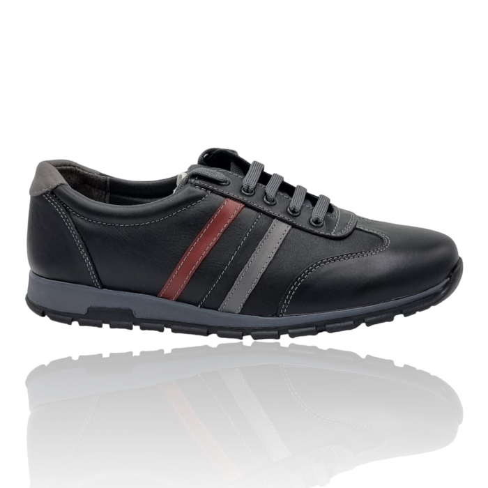 Pantofi Bărbați Sport Din Piele Naturală Neagră 1204 [8]