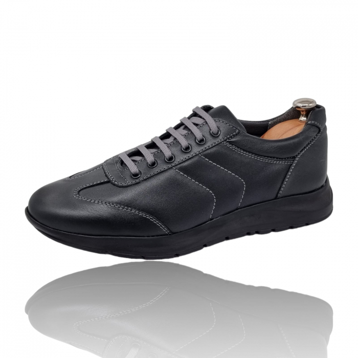 Pantofi Bărbați Sport Din Piele Naturală Neagră 1216 [9]