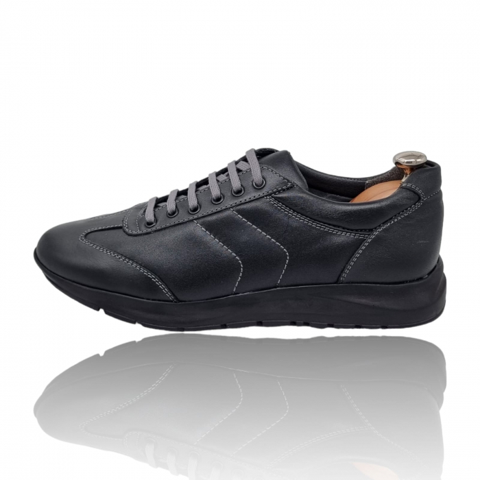 Pantofi Bărbați Sport Din Piele Naturală Neagră 1216 [4]