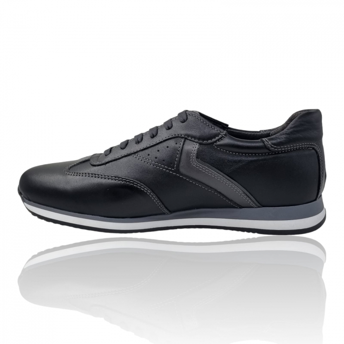 Pantofi Bărbați Sport Din Piele Naturală Neagră 1217 [2]