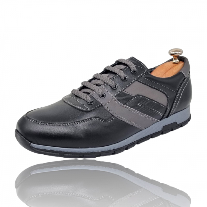 Pantofi Bărbați Sport Din Piele Naturală Neagră 352 [9]