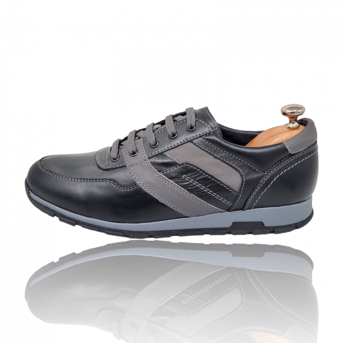 Pantofi Bărbați Sport Din Piele Naturală Neagră 352 [10]