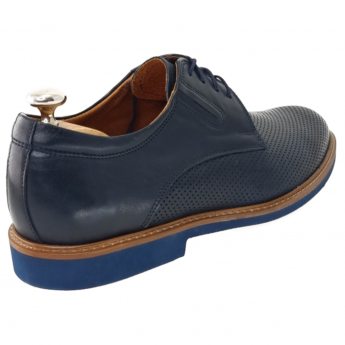 Pantofi Bărbați Din Piele Naturală Perforată Blue 289 [2]