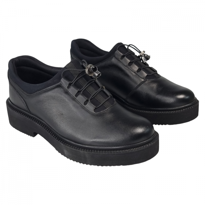 Pantofi Damă Casual Confort Din Piele Lăcuită Neagră 5017 [3]