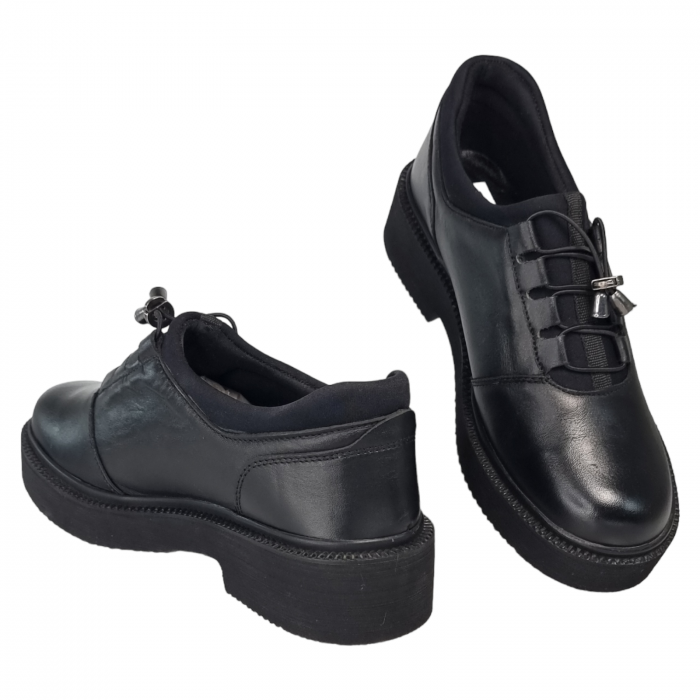 Pantofi Damă Casual Confort Din Piele Lăcuită Neagră 5017 [6]