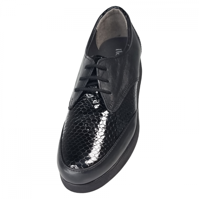 Pantofi Damă Casual Confort Din Piele Lăcuită Neagră 5019 [2]