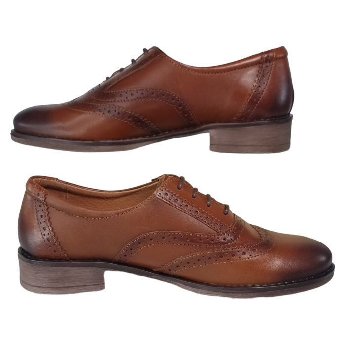 Pantofi Damă Casual Confort Din Piele Naturală Maro Rustic 5024 [3]