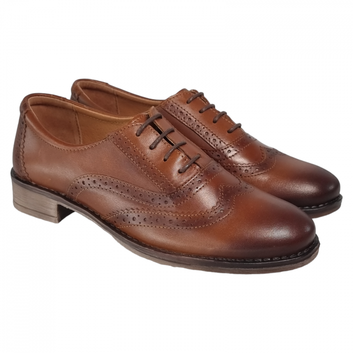 Pantofi Damă Casual Confort Din Piele Naturală Maro Rustic 5024 [4]