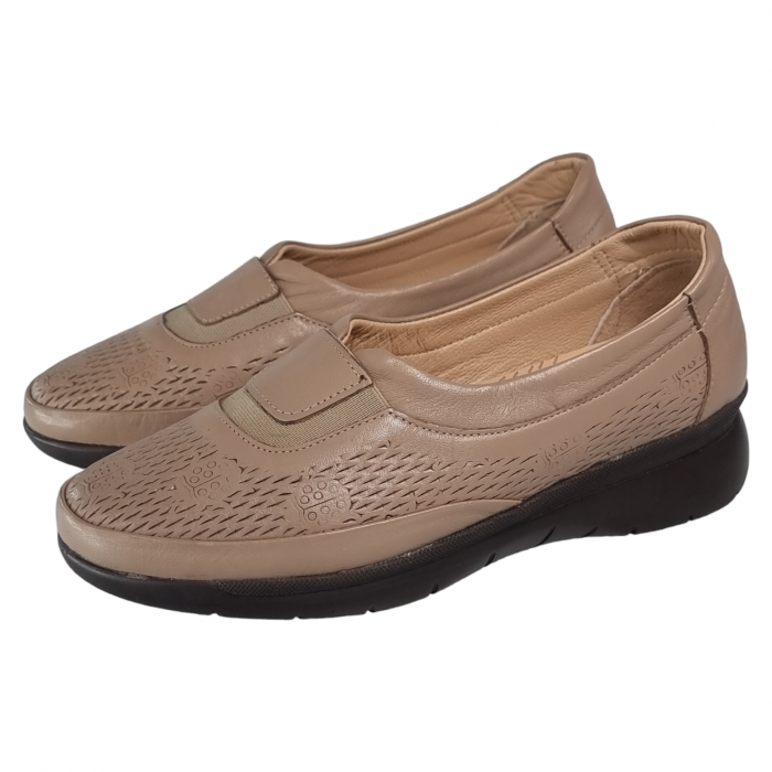 Pantofi Damă Casual Confort Din Piele Naturală Bej 5016 [2]