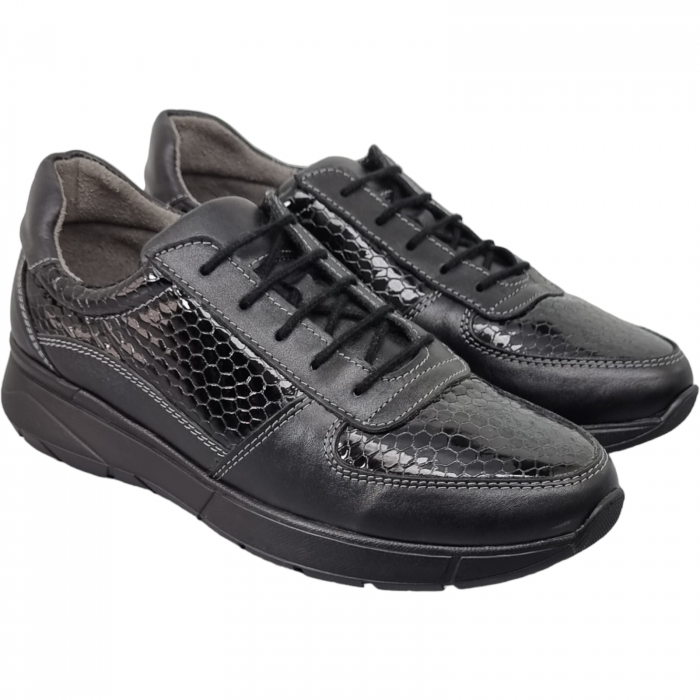 Pantofi Damă Casual Confort Din Piele Naturală Neagră 5018 [2]
