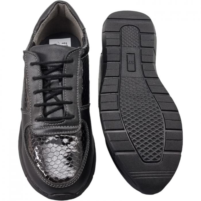 Pantofi Damă Casual Confort Din Piele Naturală Neagră 5018 [5]