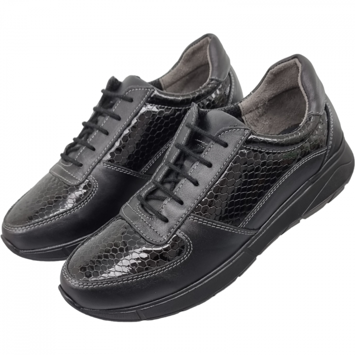 Pantofi Damă Casual Confort Din Piele Naturală Neagră 5018 [3]