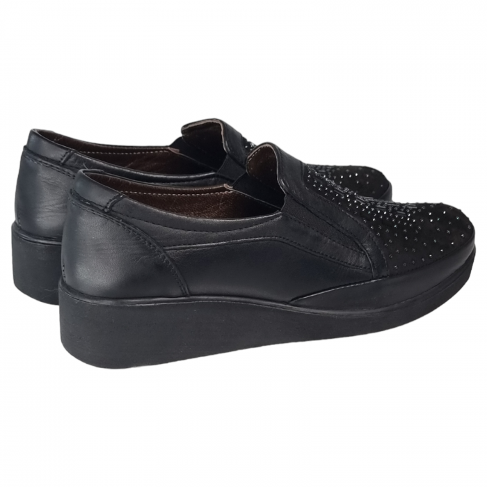 Pantofi Damă Casual Confort Din Piele Naturală Neagră 25124 [4]