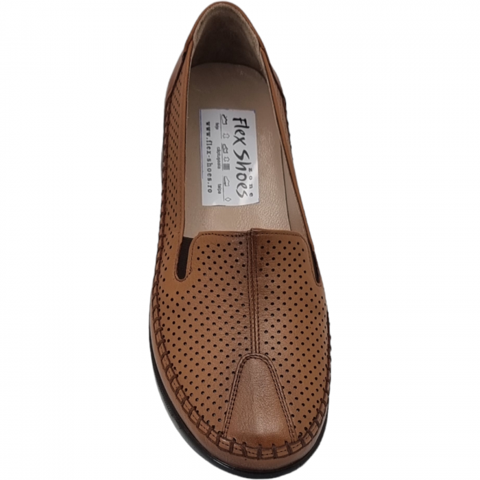 Pantofi Damă Casual Confort Din Piele Naturală Maro 5028 [4]