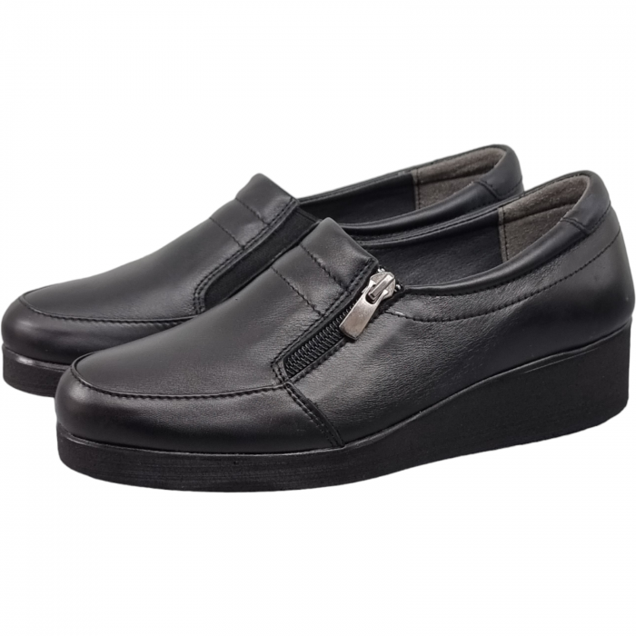 Pantofi Damă Casual Confort Din Piele Naturală Neagră 5029 [5]
