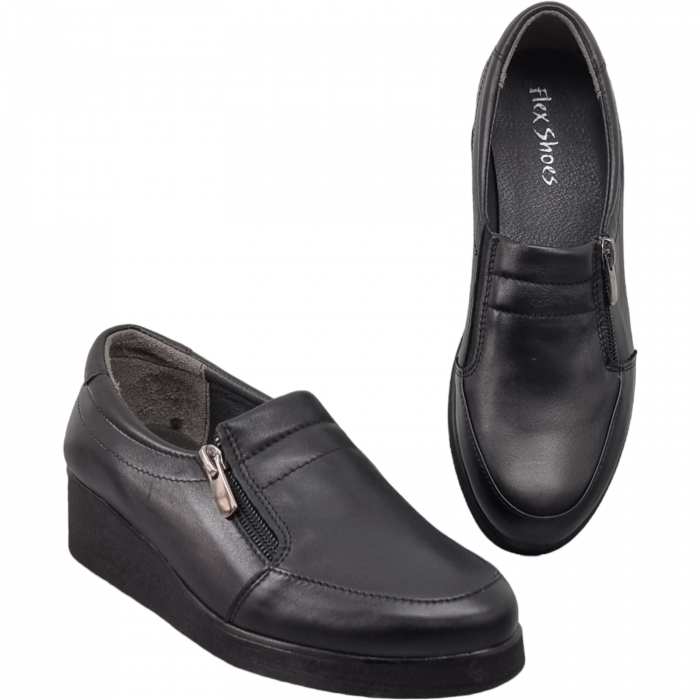 Pantofi Damă Casual Confort Din Piele Naturală Neagră 5029 [4]