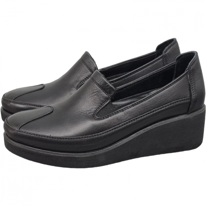 Pantofi Damă Casual Confort Din Piele Naturală Neagră 5031 [2]