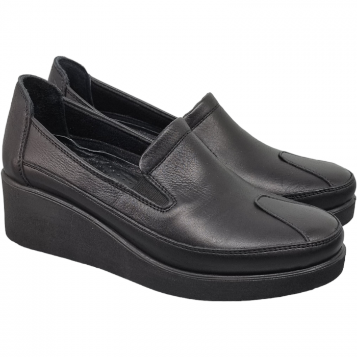 Pantofi Damă Casual Confort Din Piele Naturală Neagră 5031 [4]