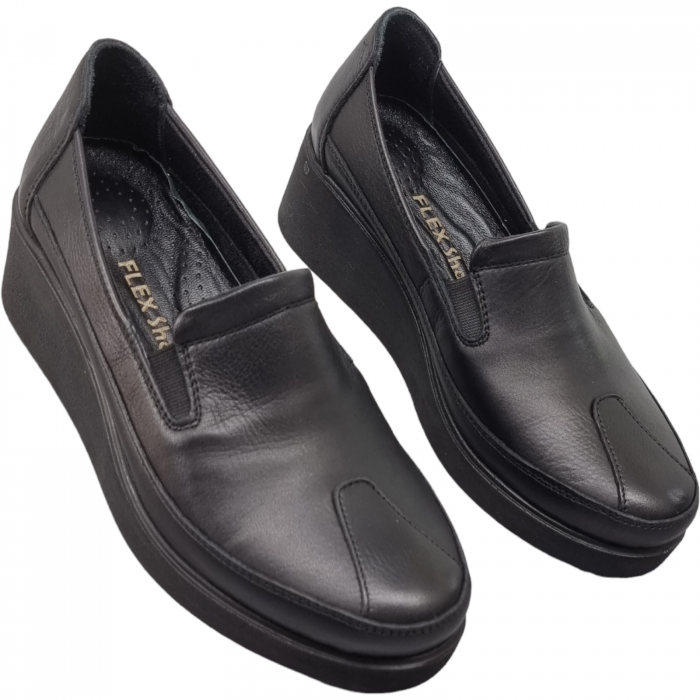 Pantofi Damă Casual Confort Din Piele Naturală Neagră 5031 [3]