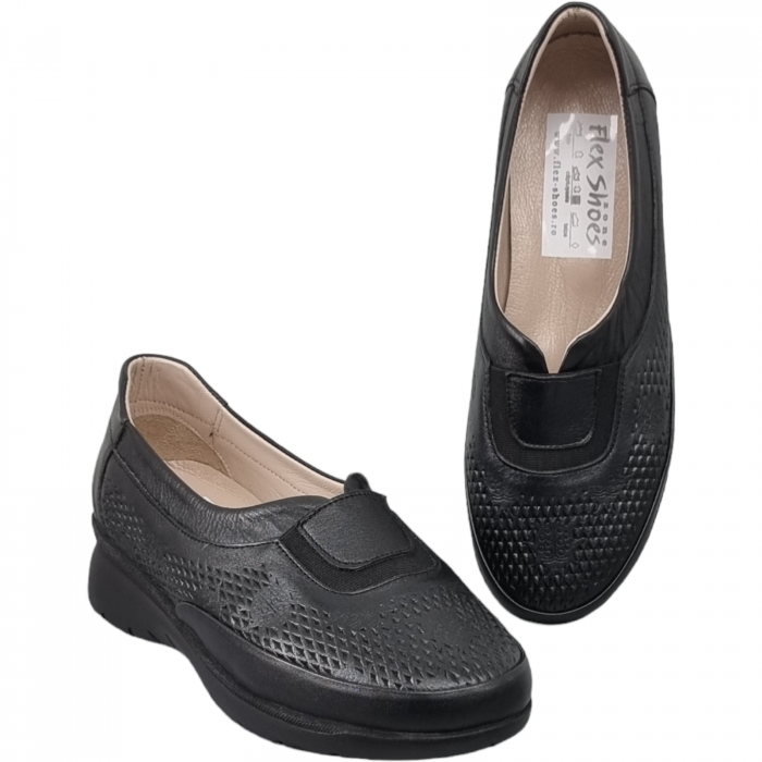 Pantofi Damă Casual Confort Din Piele Naturală Neagră 5033 [3]