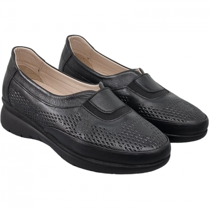 Pantofi Damă Casual Confort Din Piele Naturală Neagră 5033 [5]