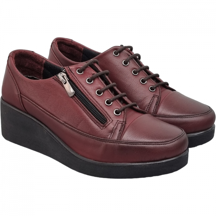 Pantofi Damă Casual Confort Din Piele Naturală Bordo 5036 [2]