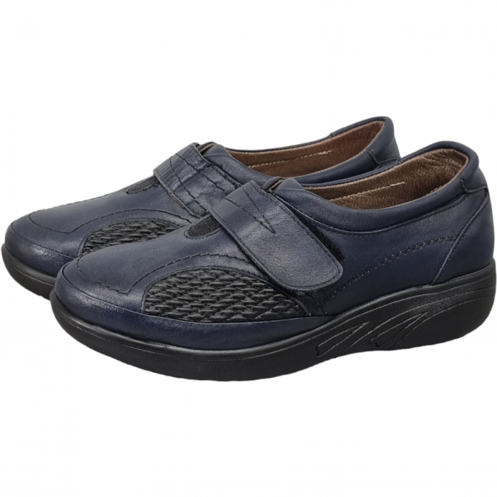 Pantofi Damă Casual Confort Din Piele Naturală Blue 5037 [4]