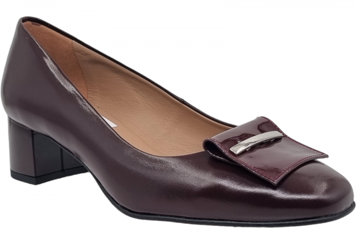 Pantofi Damă Eleganți Din Piele Naturală Bordo 3012 [2]