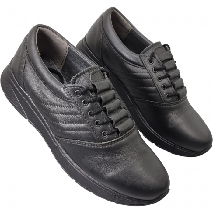 Pantofi Damă Casual Confort Din Piele Naturală Neagră 5004 [3]