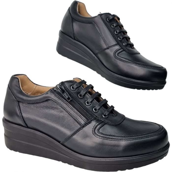 Pantofi Damă Casual Confort Din Piele Naturală Neagră 5005 [3]