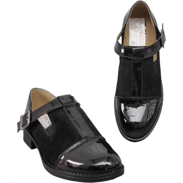 Pantofi Damă Casual Din Piele Naturală Neagră 5007 [2]