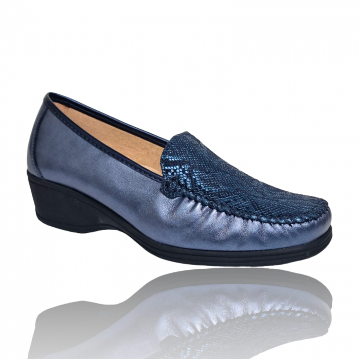 Pantofi Damă Casual Confort Din Piele Naturală Blue  5190 [3]