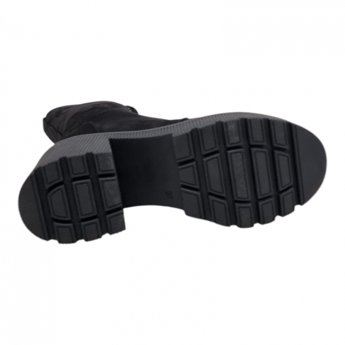 Ghete Damă Casual Din Piele Naturală Neagră Velur 8771 [5]