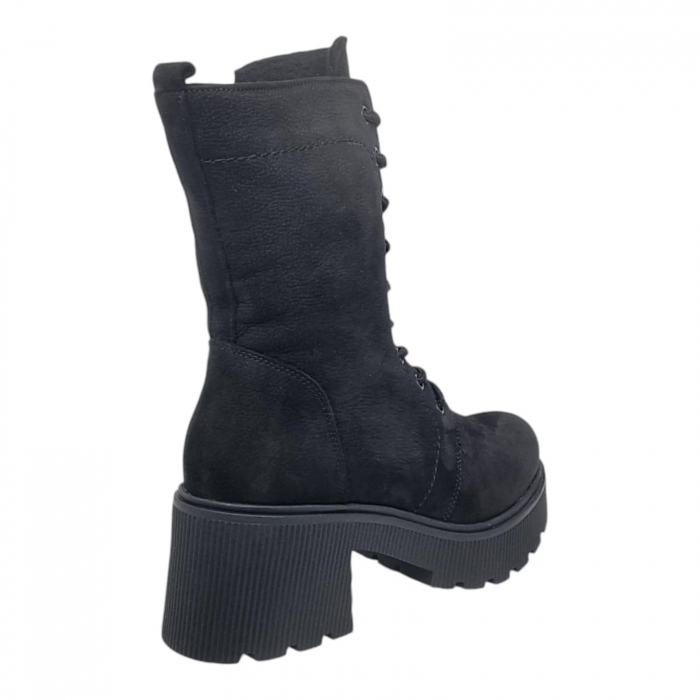 Ghete Damă Casual Din Piele Naturală Neagră Velur 8771 [3]