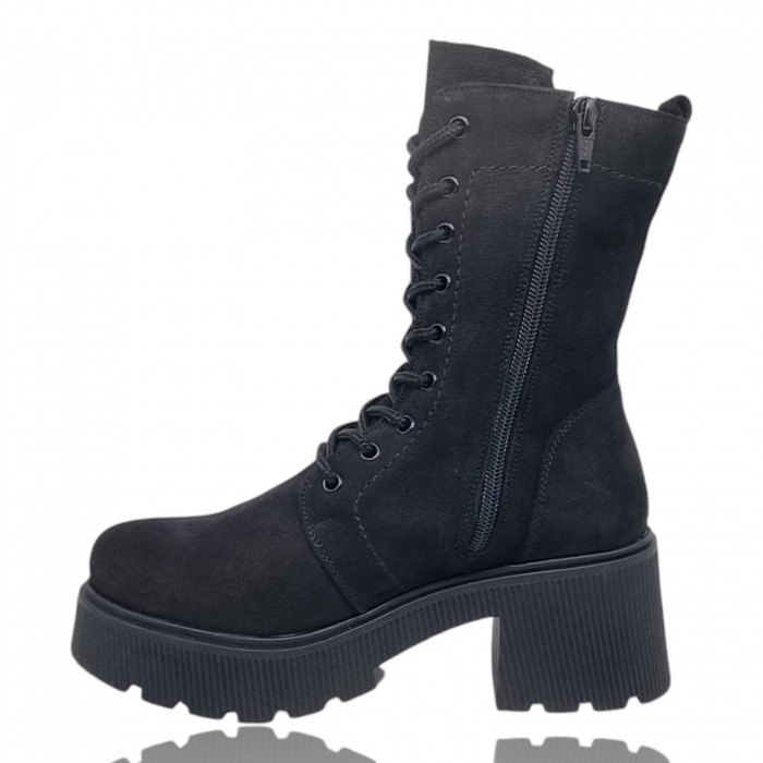 Ghete Damă Casual Din Piele Naturală Neagră Velur 8771 [8]