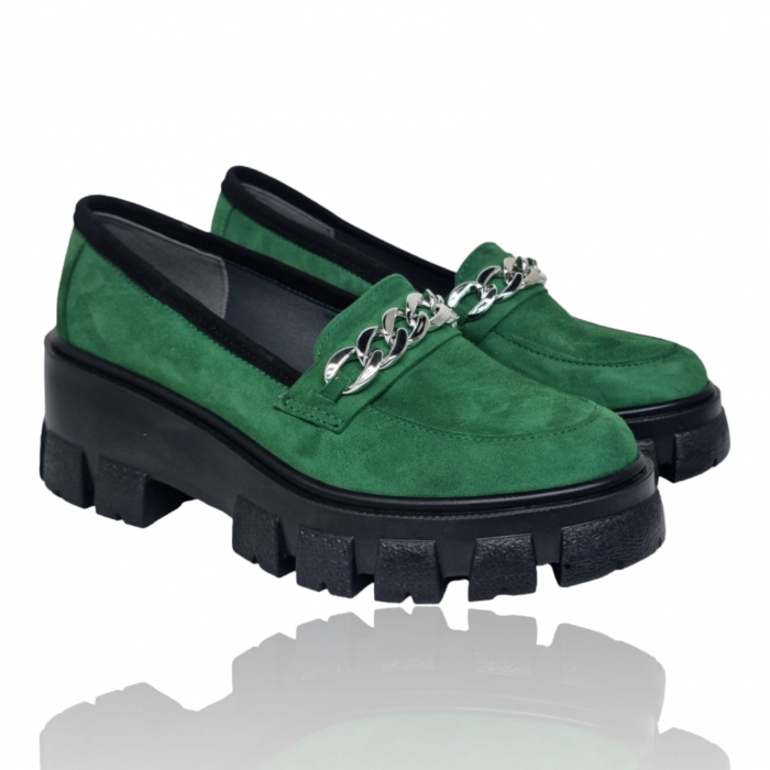 Pantofi Damă Casual Confort Din Piele Naturală Verde 5245 [8]