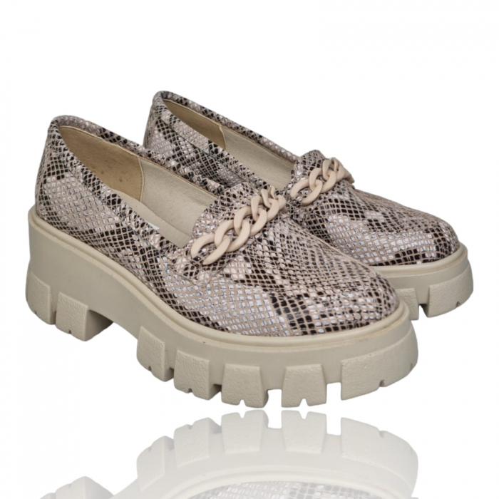Pantofi Damă Casual Confort Din Piele Naturală Sarp Bej 5246 [2]