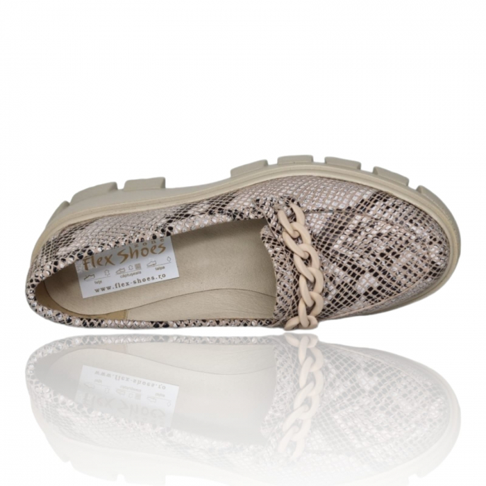 Pantofi Damă Casual Confort Din Piele Naturală Sarp Bej 5246 [4]