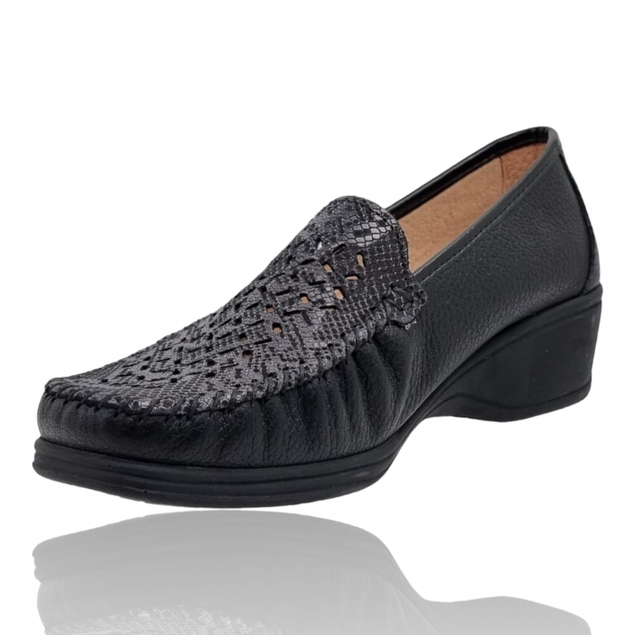 Pantofi Damă Casual Confort Din Piele Naturală Neagră 5248 [4]