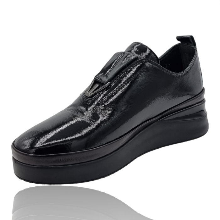 Pantofi Damă Casual Confort Din Piele Naturală Neagră 5254 [5]