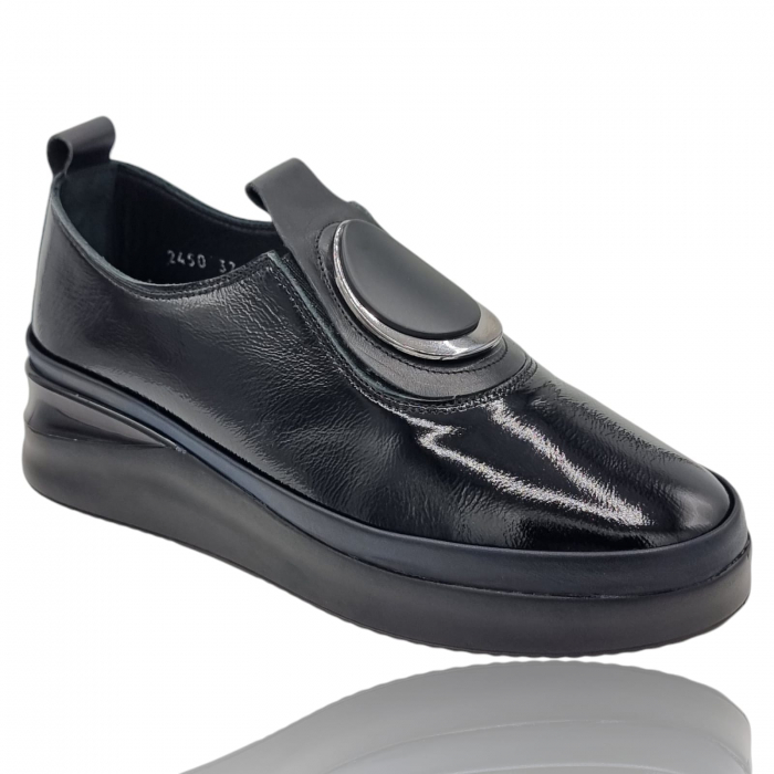 Pantofi Damă Casual Confort Din Piele Naturala Neagra 5258 [3]