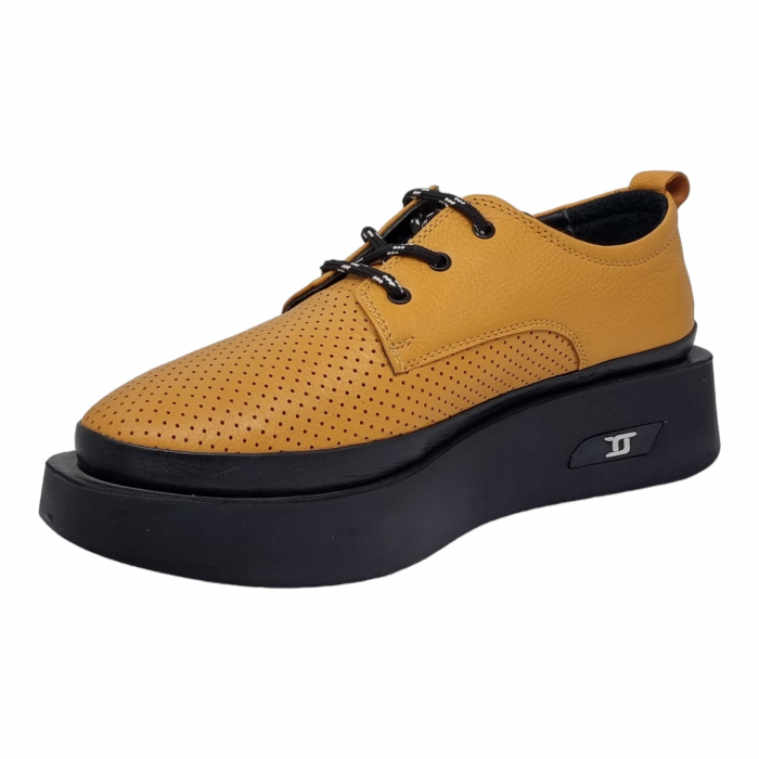 Pantofi Damă Casual Confort Din Piele Naturală Galbenă 5110 [2]