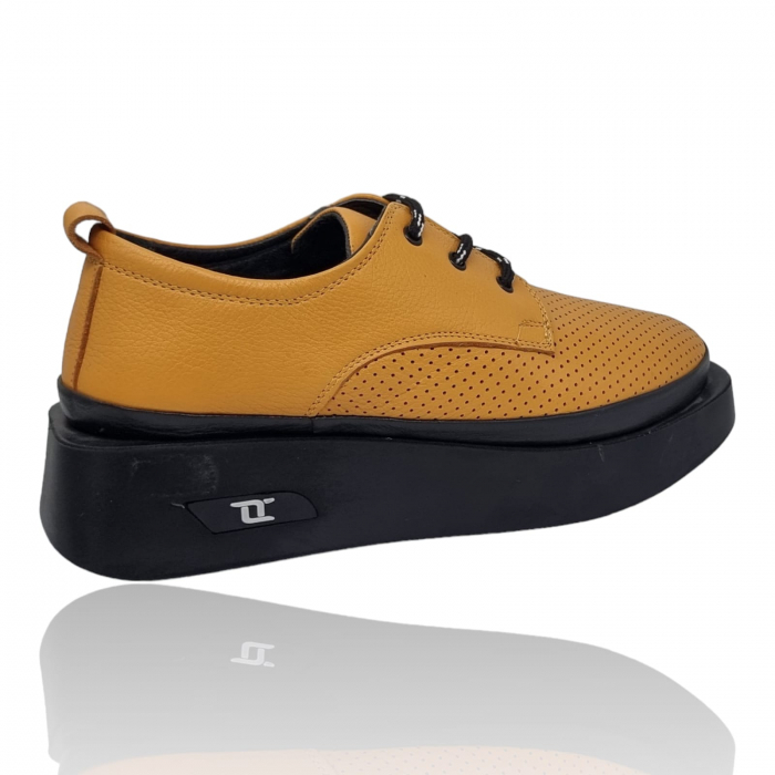 Pantofi Damă Casual Confort Din Piele Naturală Galbenă 5110 [3]