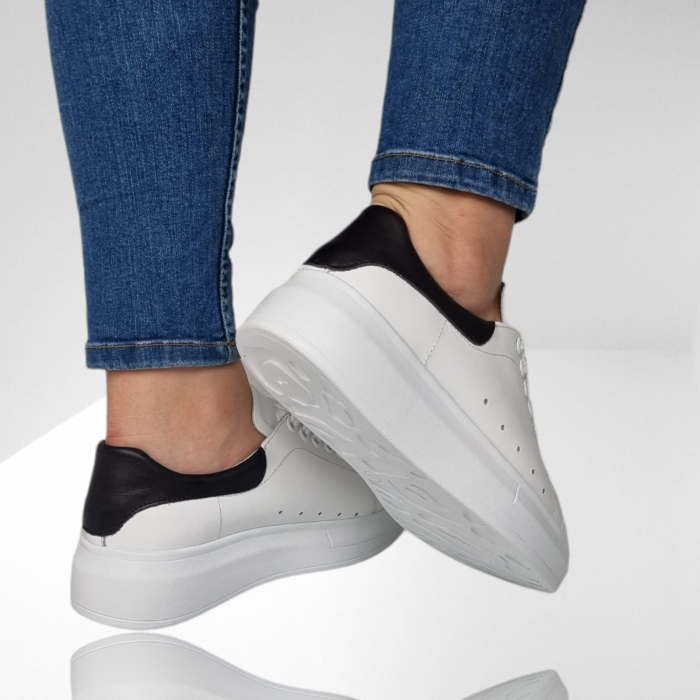 Pantofi Damă Casual Confort Din Piele Naturală Albă 5021 [3]