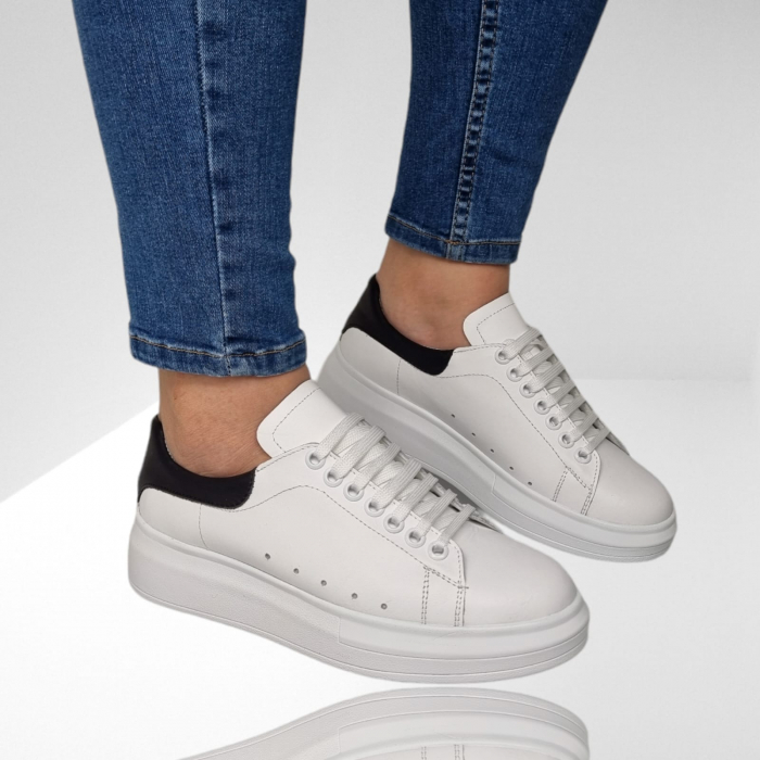 Pantofi Damă Casual Confort Din Piele Naturală Albă 5021 [2]
