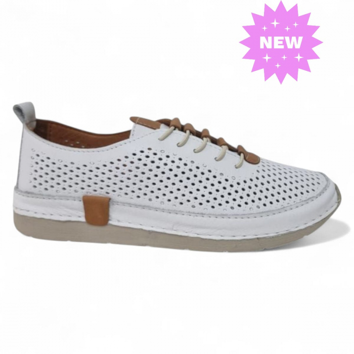 Pantofi Damă Casual Confort Din Piele Naturală Alba 5304 [1]