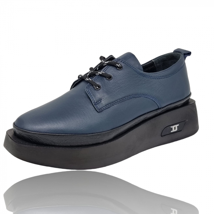 Pantofi Damă Casual Confort Din Piele Naturală Blue 5068 [4]