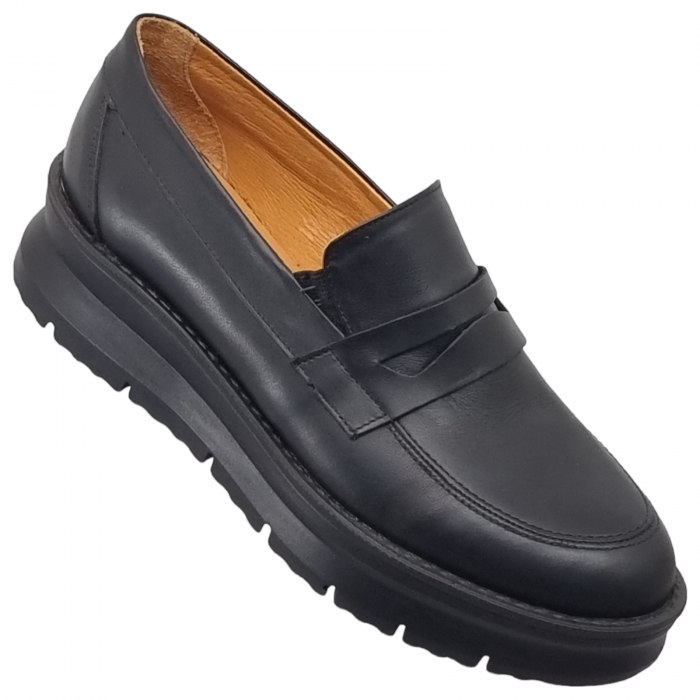 Pantofi Damă Casual Confort Din Piele Naturală Neagră 5039 [3]